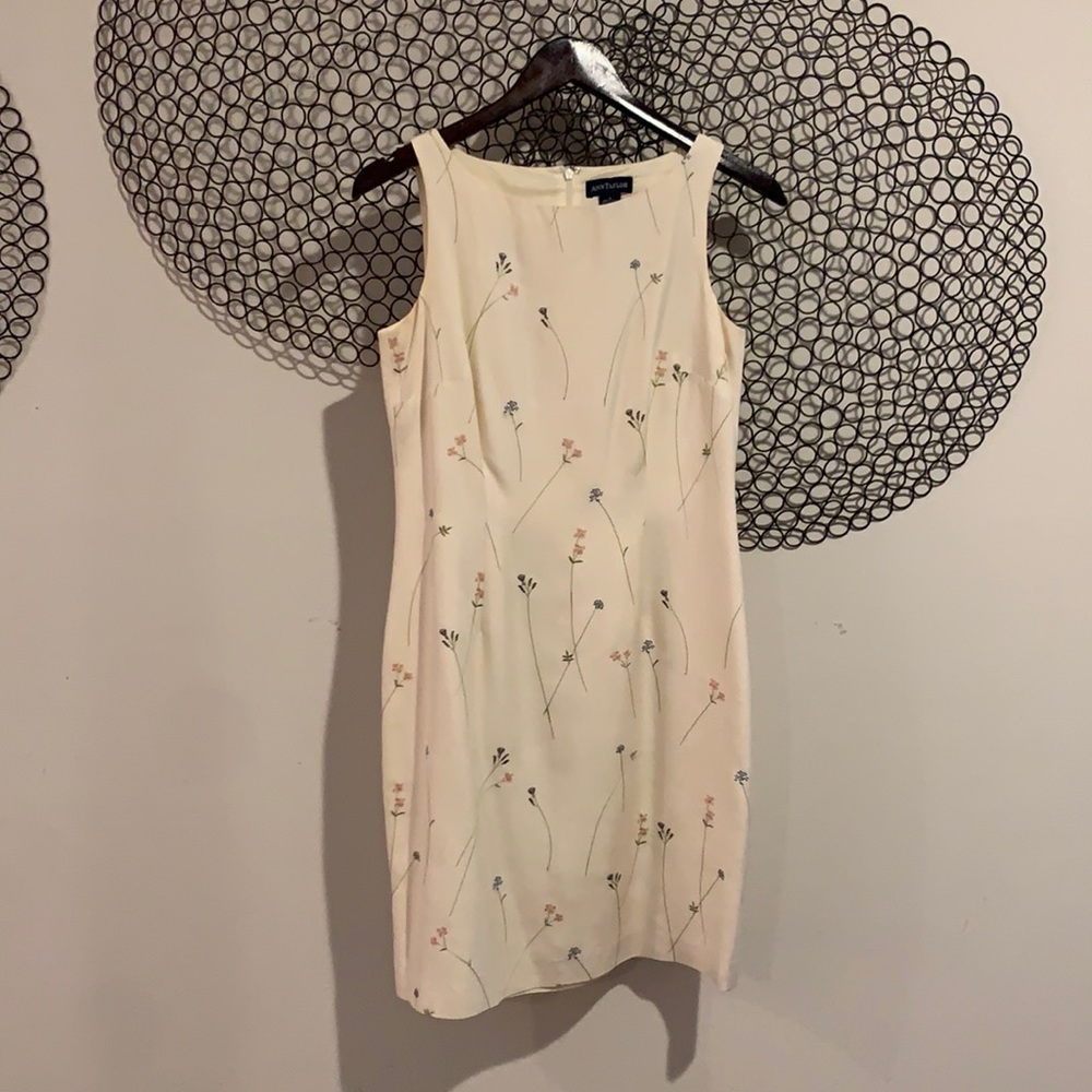 Ann Taylor Embroidered Silk Sheath